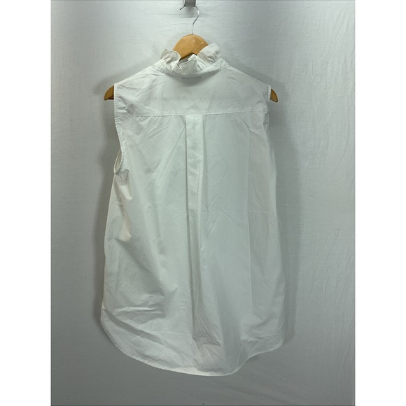 Classic White Ruffle-Neck Button Shirt and Sleeveless Top Set - White - Picture 3 of 16